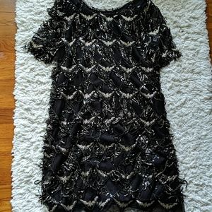 Zara Black and Gold Sequin Dress